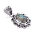 Atacado 925 Sterling Silver Oxidized Designer Pendant Jóias com Ablone Shell Gemstone